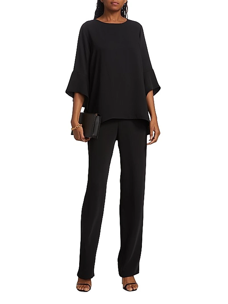 Julia Crepe Bell-Sleeve Tunic