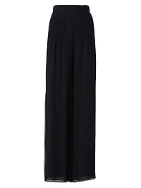 Wide-Leg Stitched-Pleat Pants