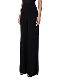 Wide-Leg Stitched-Pleat Pants