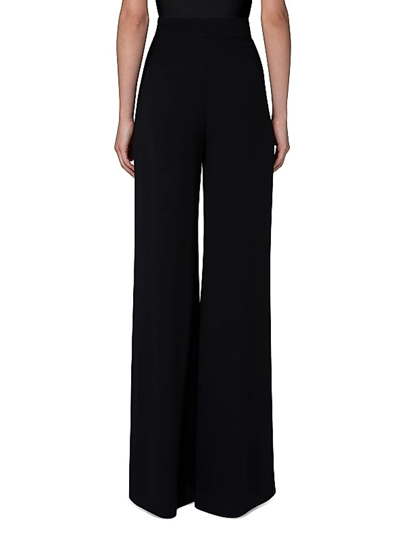 Wide-Leg Stitched-Pleat Pants