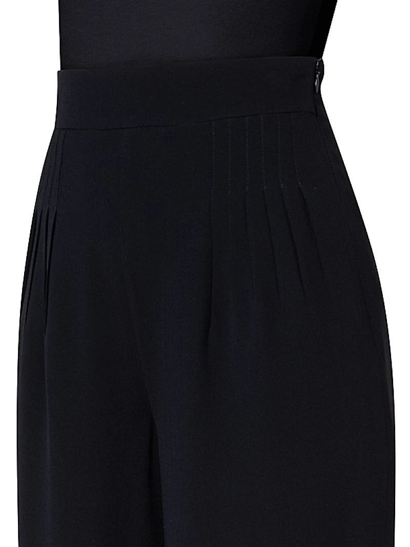 Wide-Leg Stitched-Pleat Pants