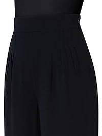 Wide-Leg Stitched-Pleat Pants