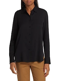 Silk-Blend Slim-Fit Blouse