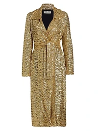 Saveria Long Sequin Wrap Coat