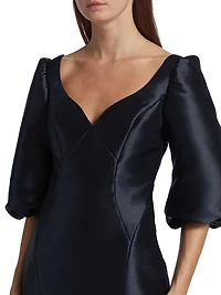 Mikado Curved V-Neck Gown