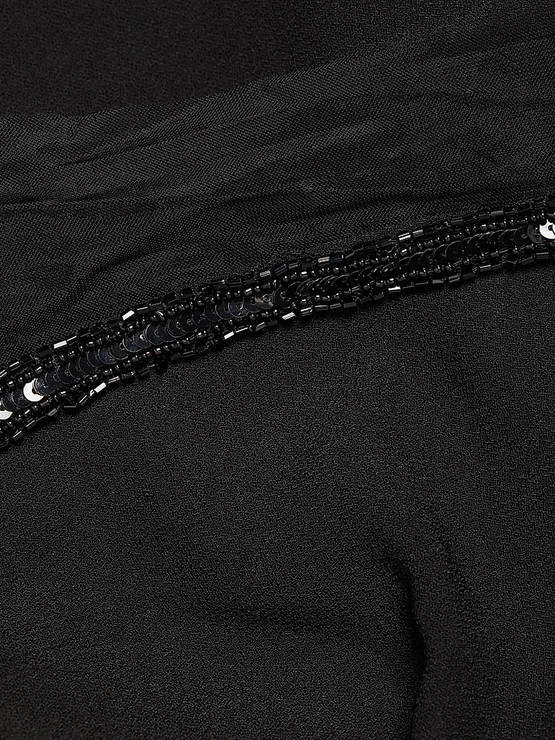 Bead-Embellished Illusion-Neck Gown