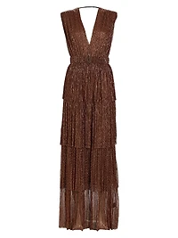 Skylar Tiered Belted Metallic Gown