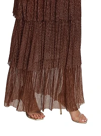 Skylar Tiered Belted Metallic Gown