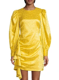 Leopard Jacquard Draped Minidress