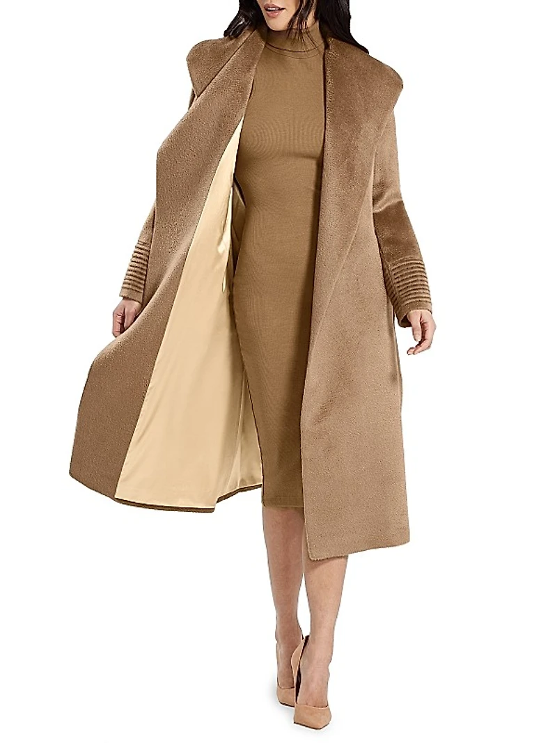 Belted Alpaca-Blend Wrap Coat