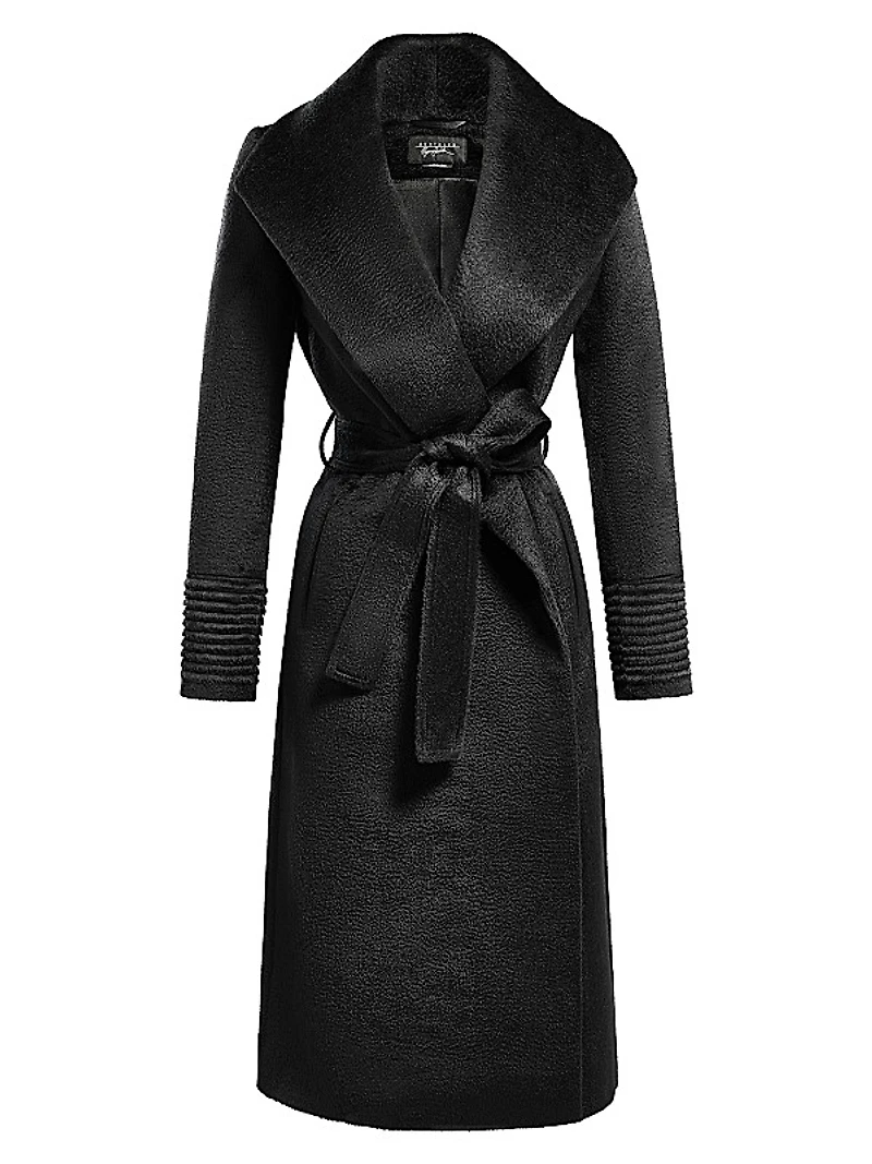 Belted Alpaca-Blend Wrap Coat