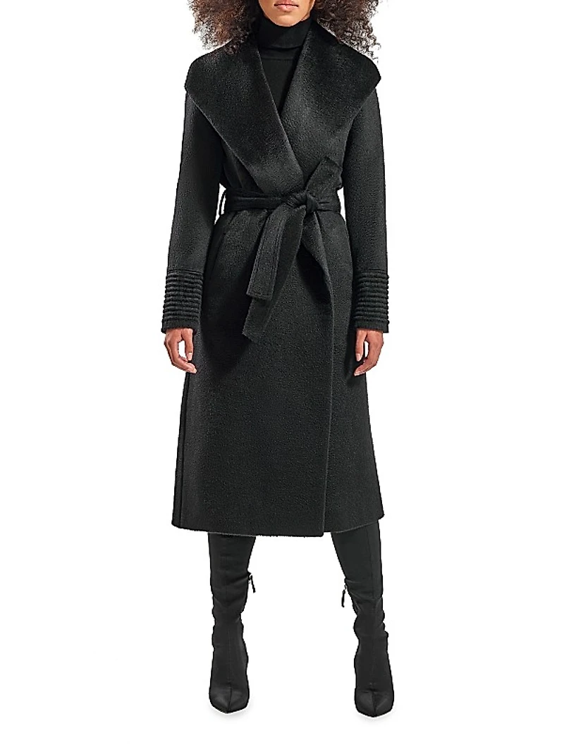 Belted Alpaca-Blend Wrap Coat