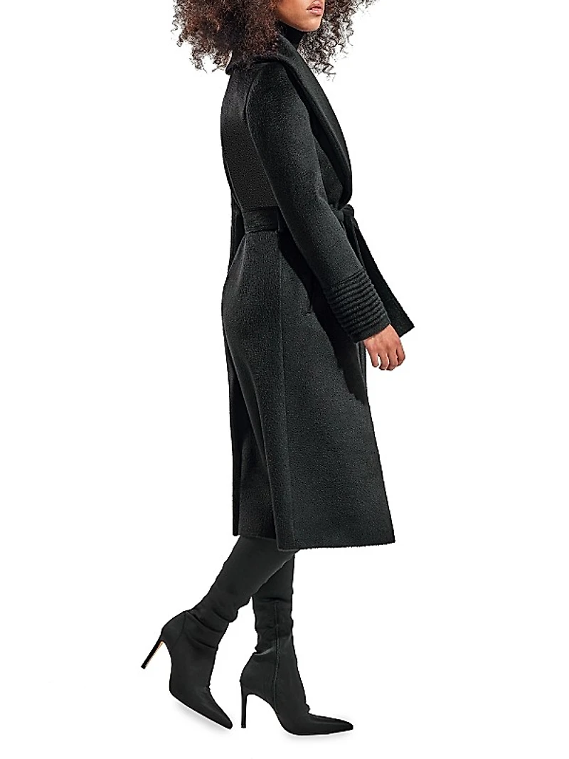Belted Alpaca-Blend Wrap Coat
