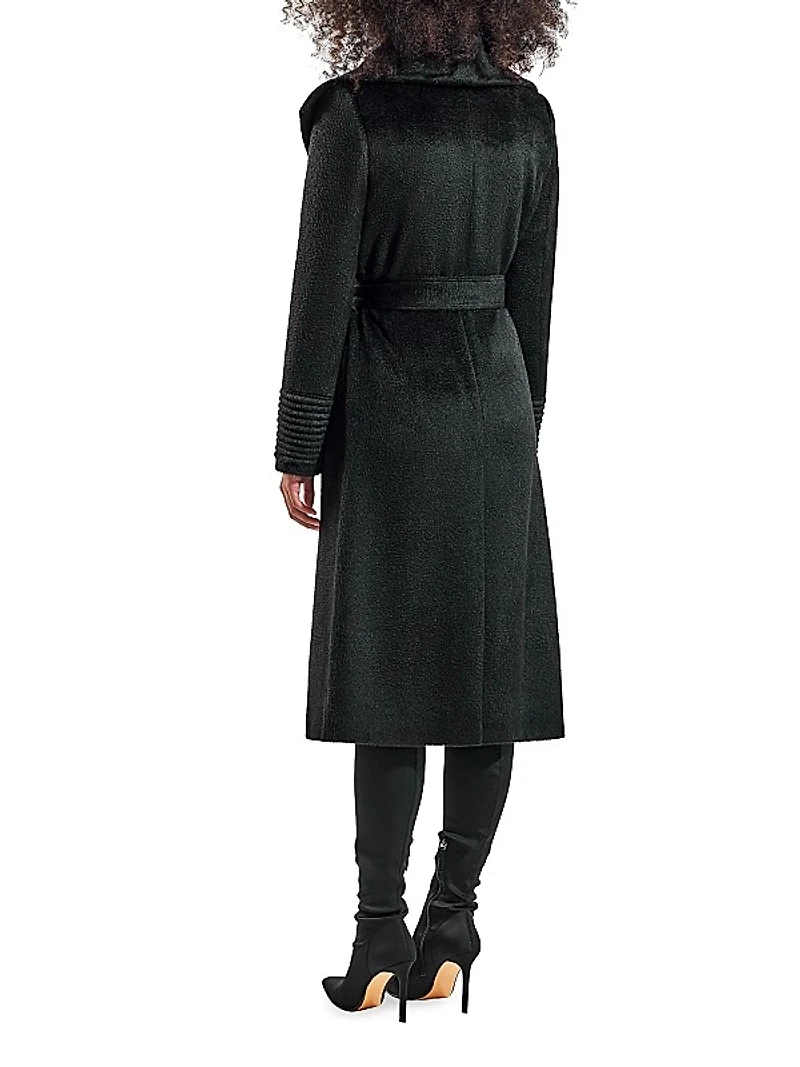 Belted Alpaca-Blend Wrap Coat