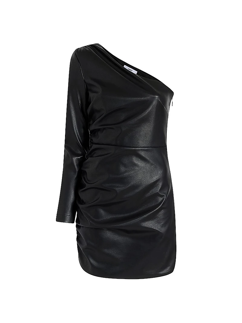 Serena One-Shoulder Faux Leather Minidress