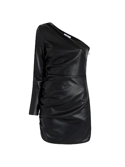 Serena One-Shoulder Faux Leather Minidress