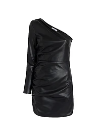 Serena One-Shoulder Faux Leather Minidress
