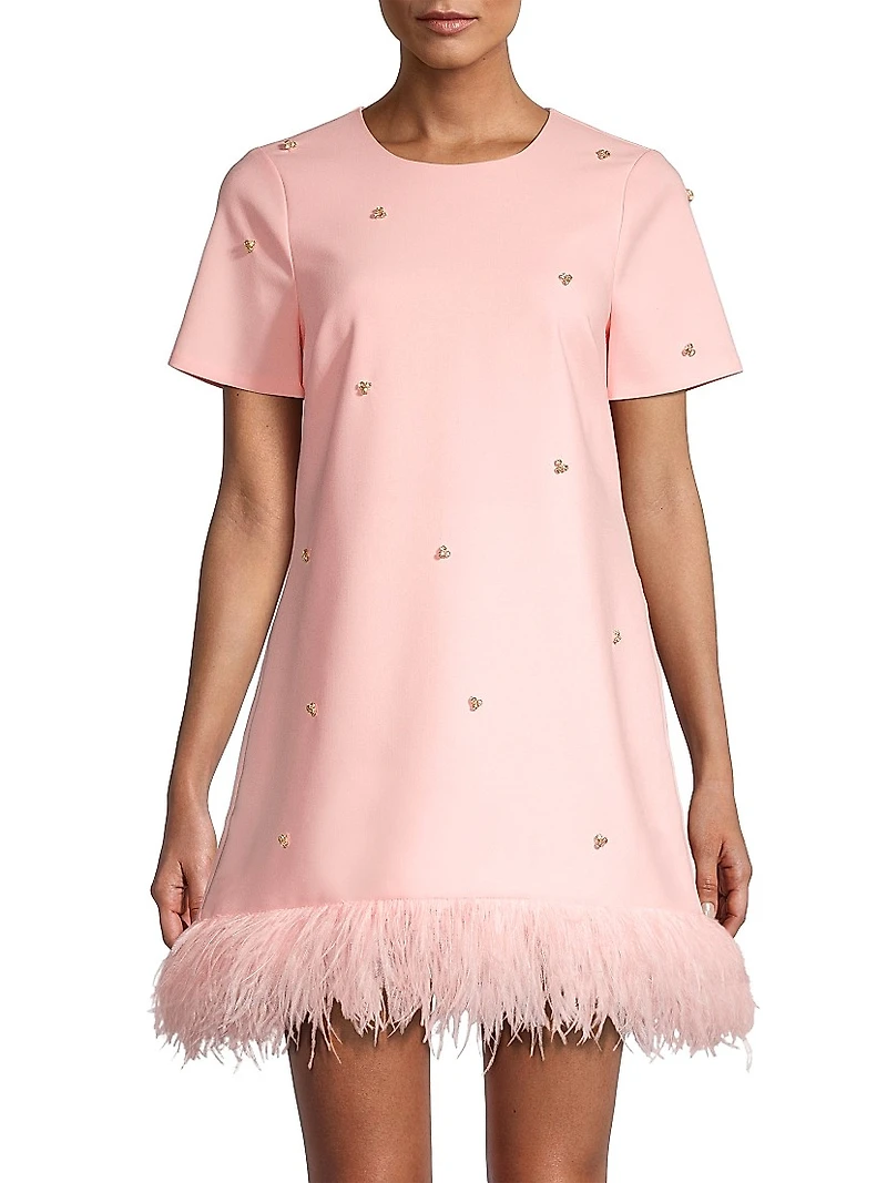 Marullo Feather-Trimmed Minidress