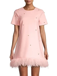 Marullo Feather-Trimmed Minidress