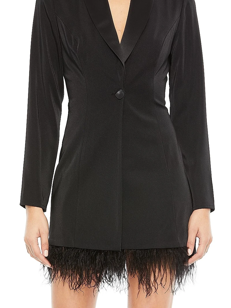 Ieena Feather-Trim Tuxedo Dress