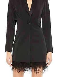 Ieena Feather-Trim Tuxedo Dress