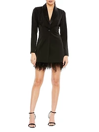 Ieena Feather-Trim Tuxedo Dress