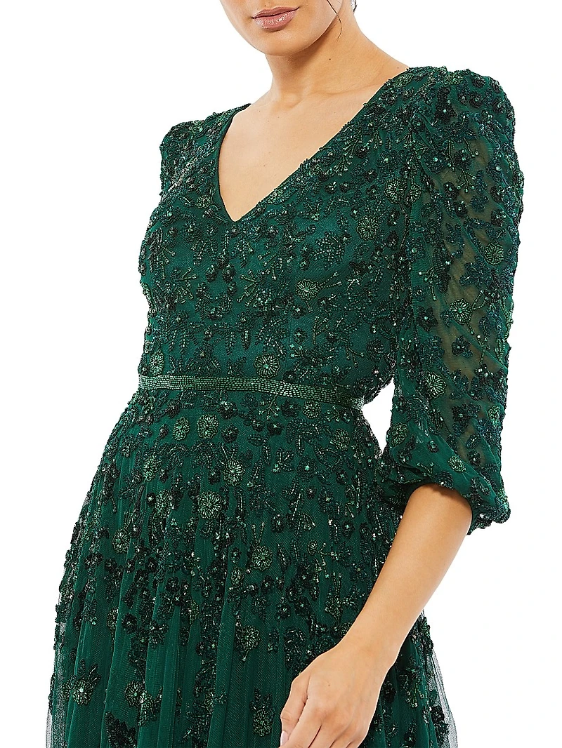 Beaded Floor-Length Gown