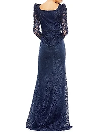 Appliqué Mermaid Gown