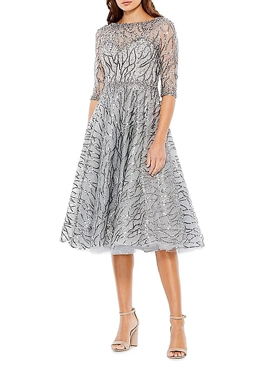 Sequined Fit-&-Flare Midi-Dress