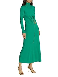 Side Ruched Keyhole Dress