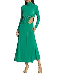 Side Ruched Keyhole Dress