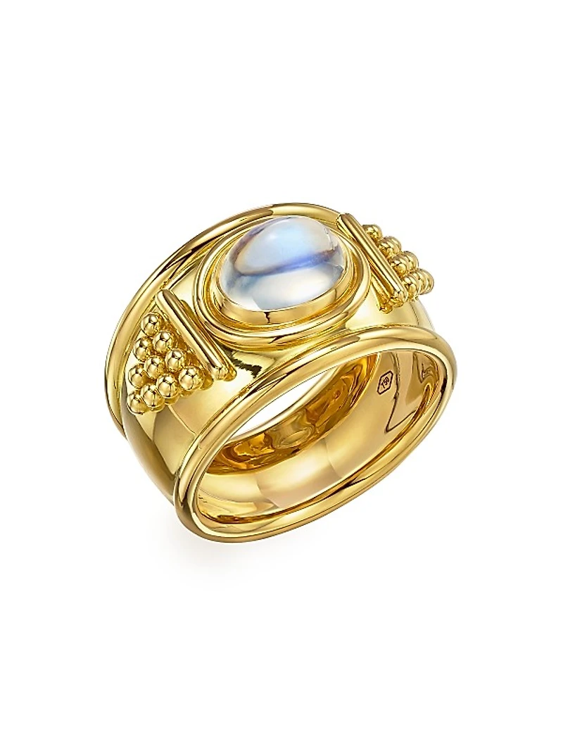 Florence86 18K Yellow Gold & Blue Moonstone Pyramid Ring