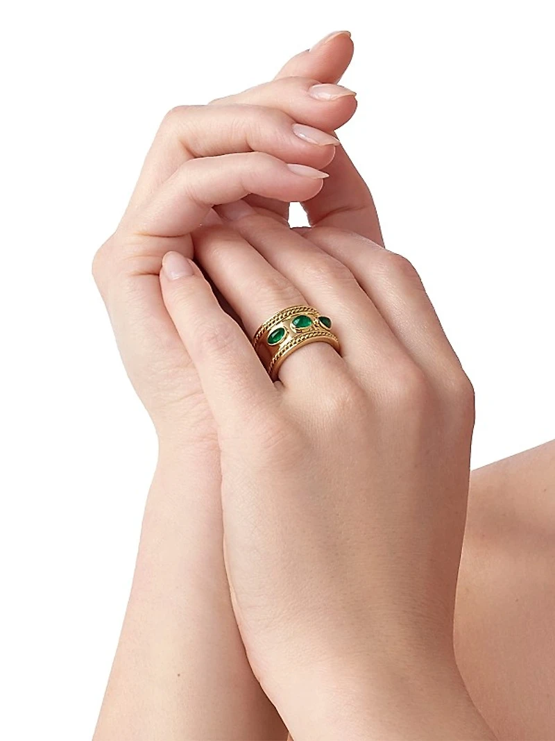 Florence86 Florence96 18K Yellow Gold & Emerald Braided Band Ring