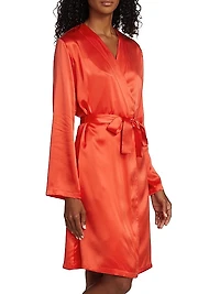 Belted Silk Satin Robe