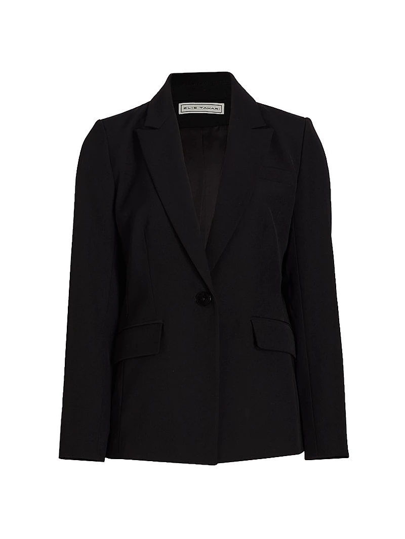 Notch Collar One-Button Blazer