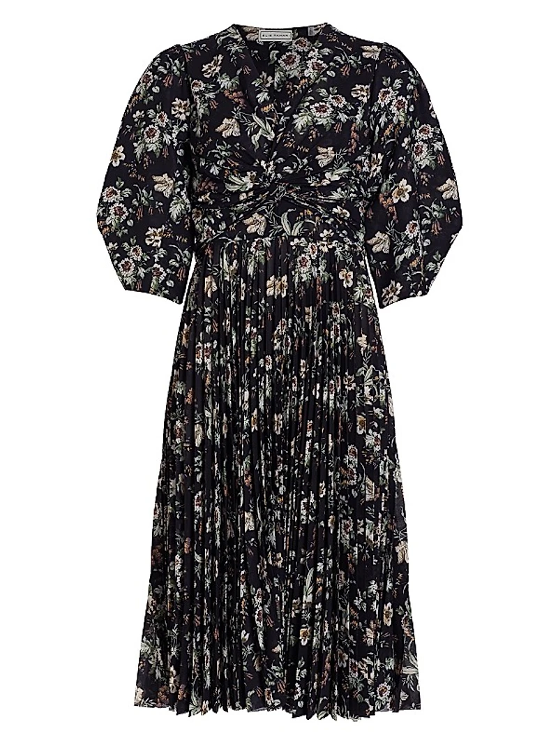 Floral Twist Front Midi-Dress
