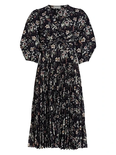 Floral Twist Front Midi-Dress