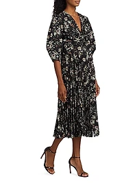 Floral Twist Front Midi-Dress