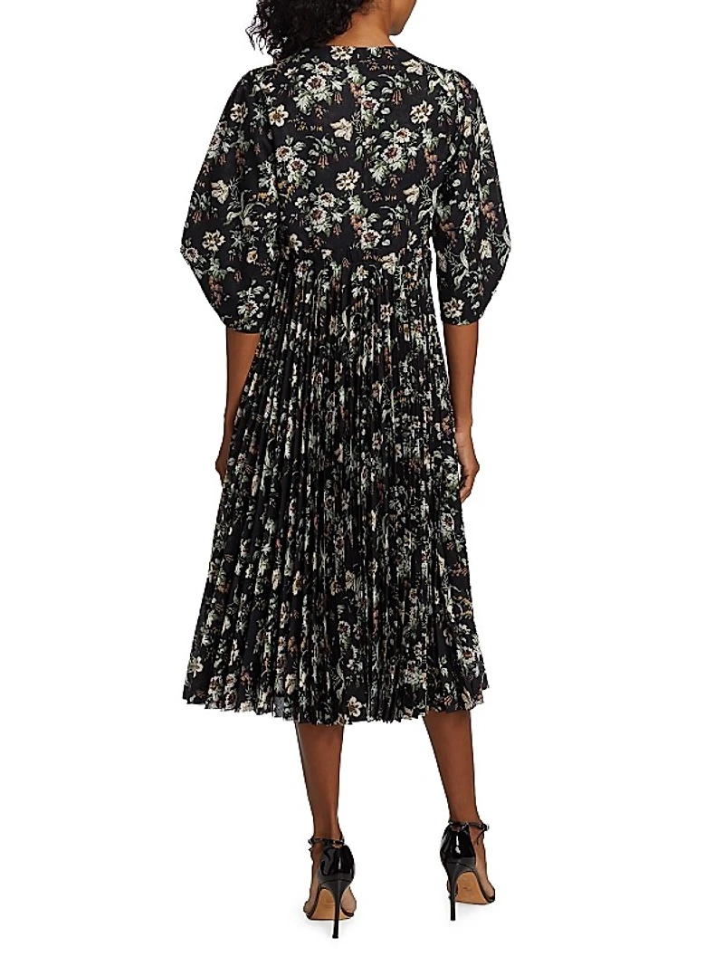 Floral Twist Front Midi-Dress