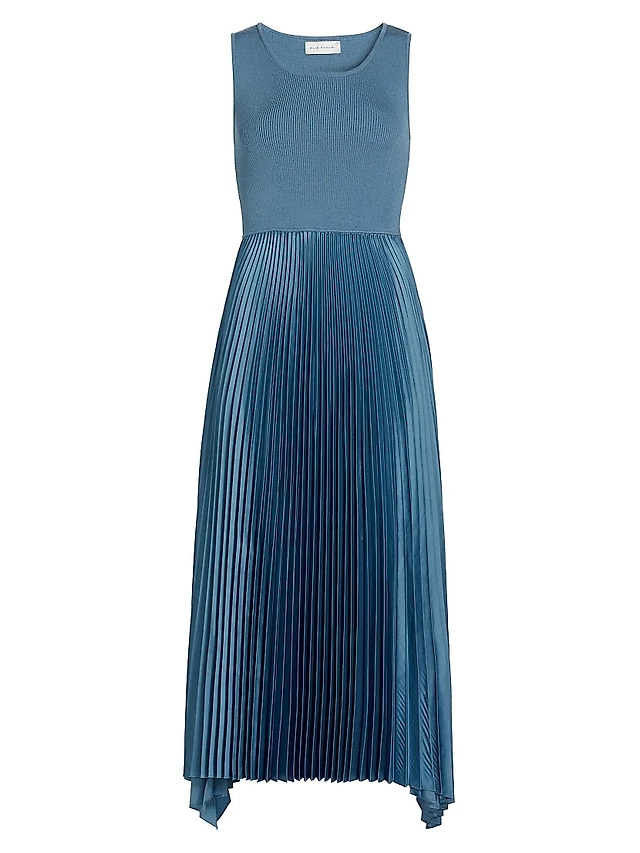 elie tahari mixed media pleated midi dress Elie Tahari The Mave Mixed Media Midi Dress