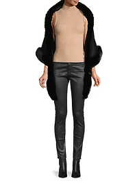 Faux Fur & Cashmere Diamond Wrap