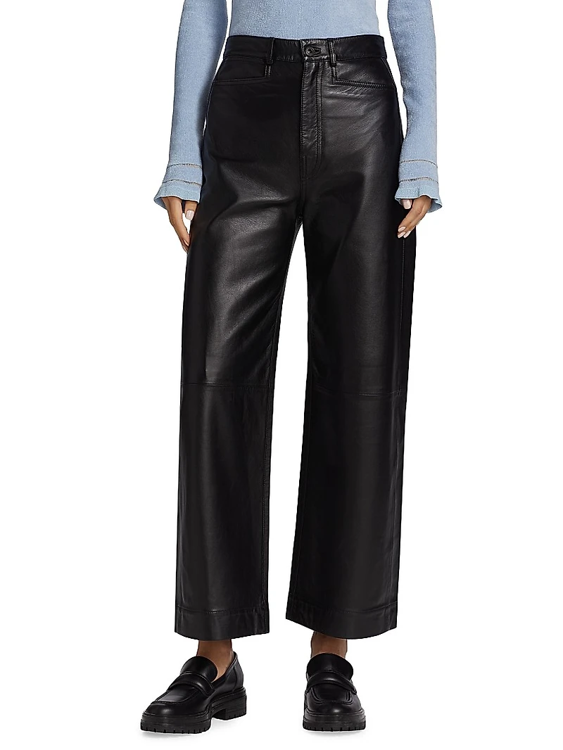 Nappa Leather Wide-Leg Culottes
