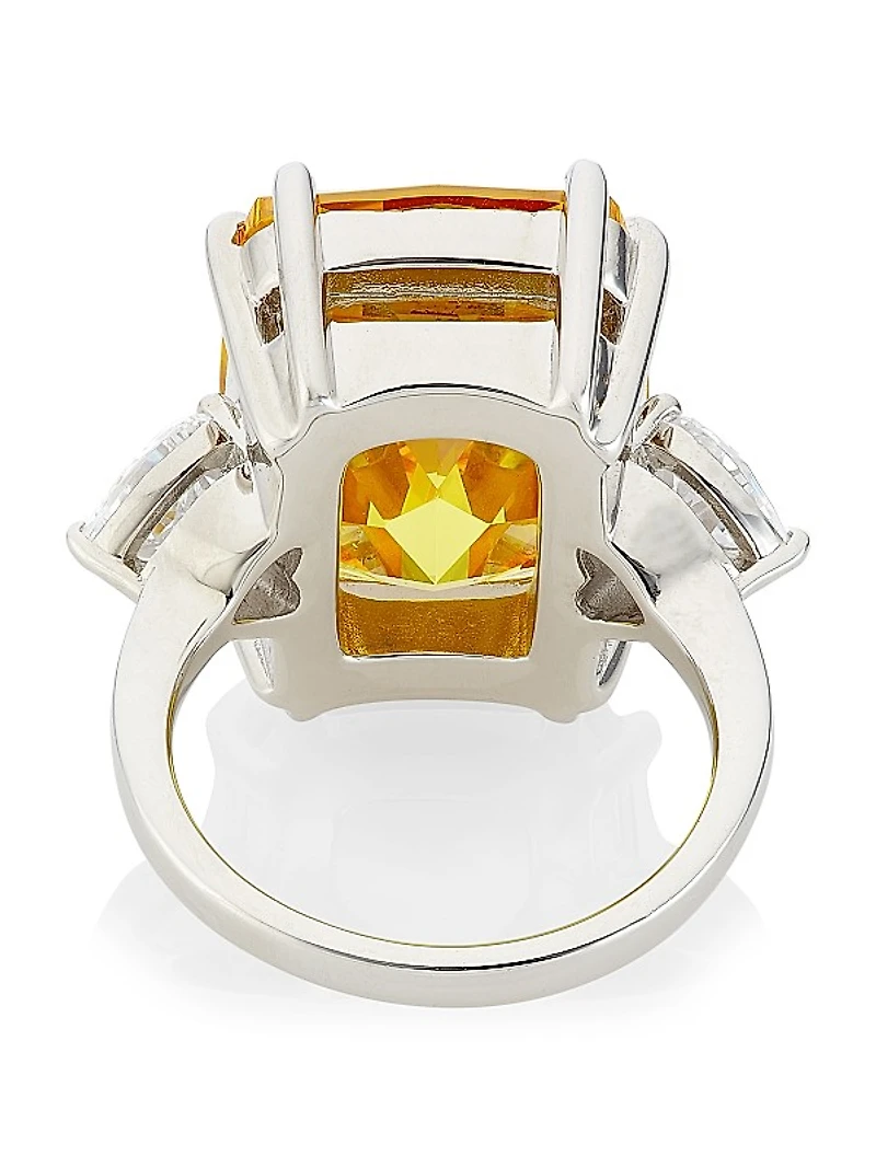 Saffron Rhodium-Plated & Cubic Zirconia Ring