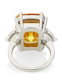 Saffron Rhodium-Plated & Cubic Zirconia Ring