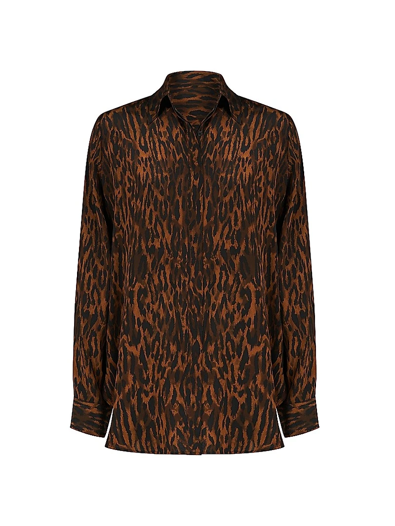 Zora Leopard-Print Crepe de Chine Shirt