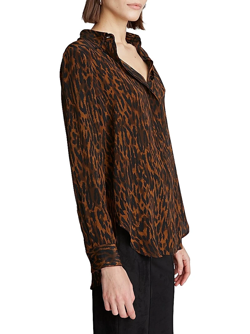 Zora Leopard-Print Crepe de Chine Shirt