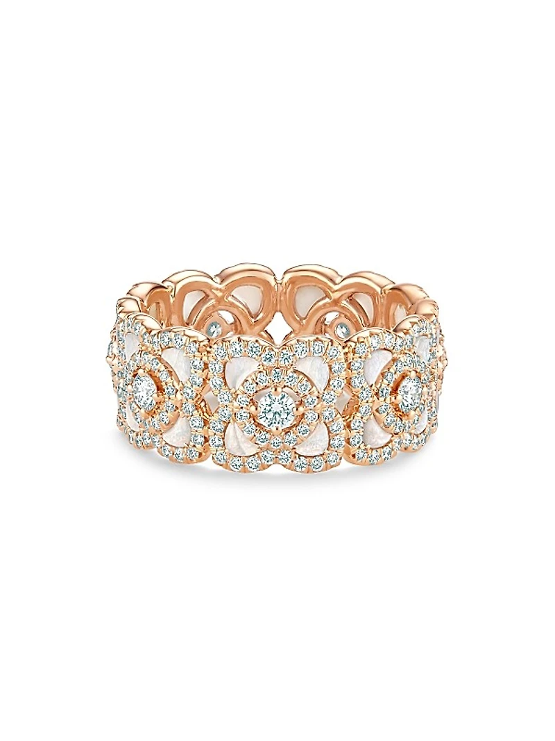Enchanted Lotus 18K Rose Gold, Diamond, & Mother-Of-Pearl Band