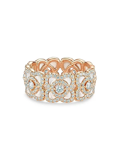 Enchanted Lotus 18K Rose Gold, Diamond, & Mother-Of-Pearl Band