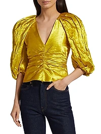 Vera Ruched V-Neck Top