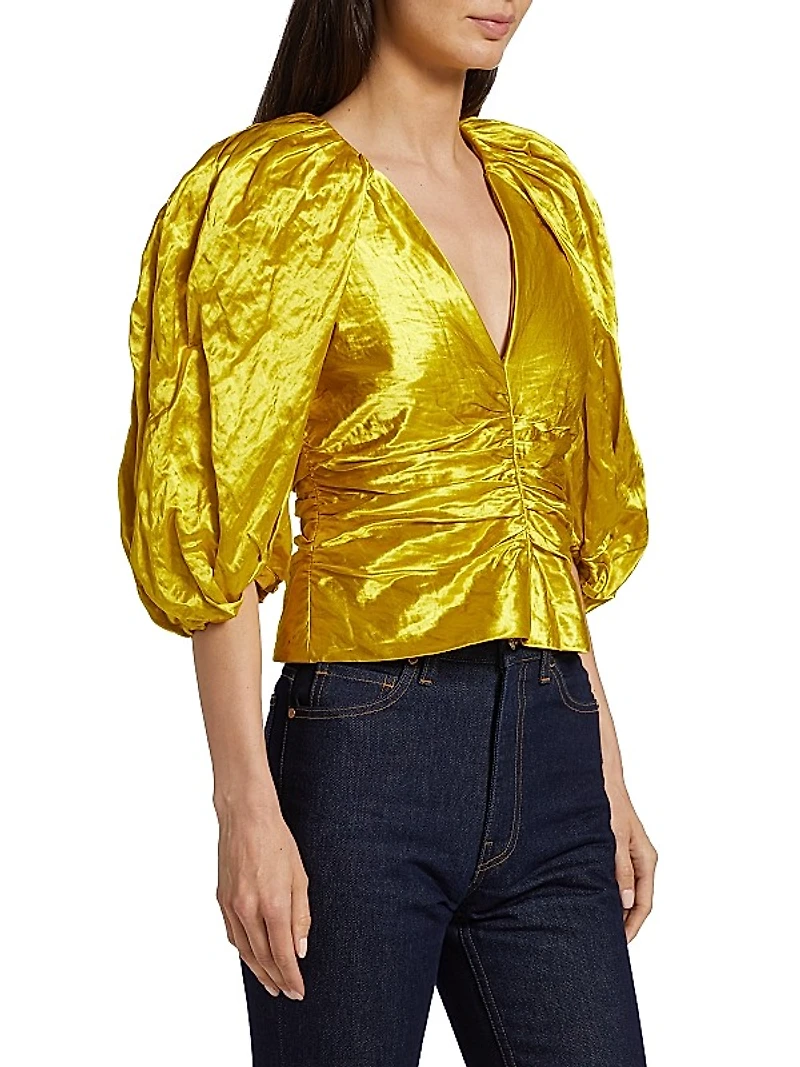 Vera Ruched V-Neck Top